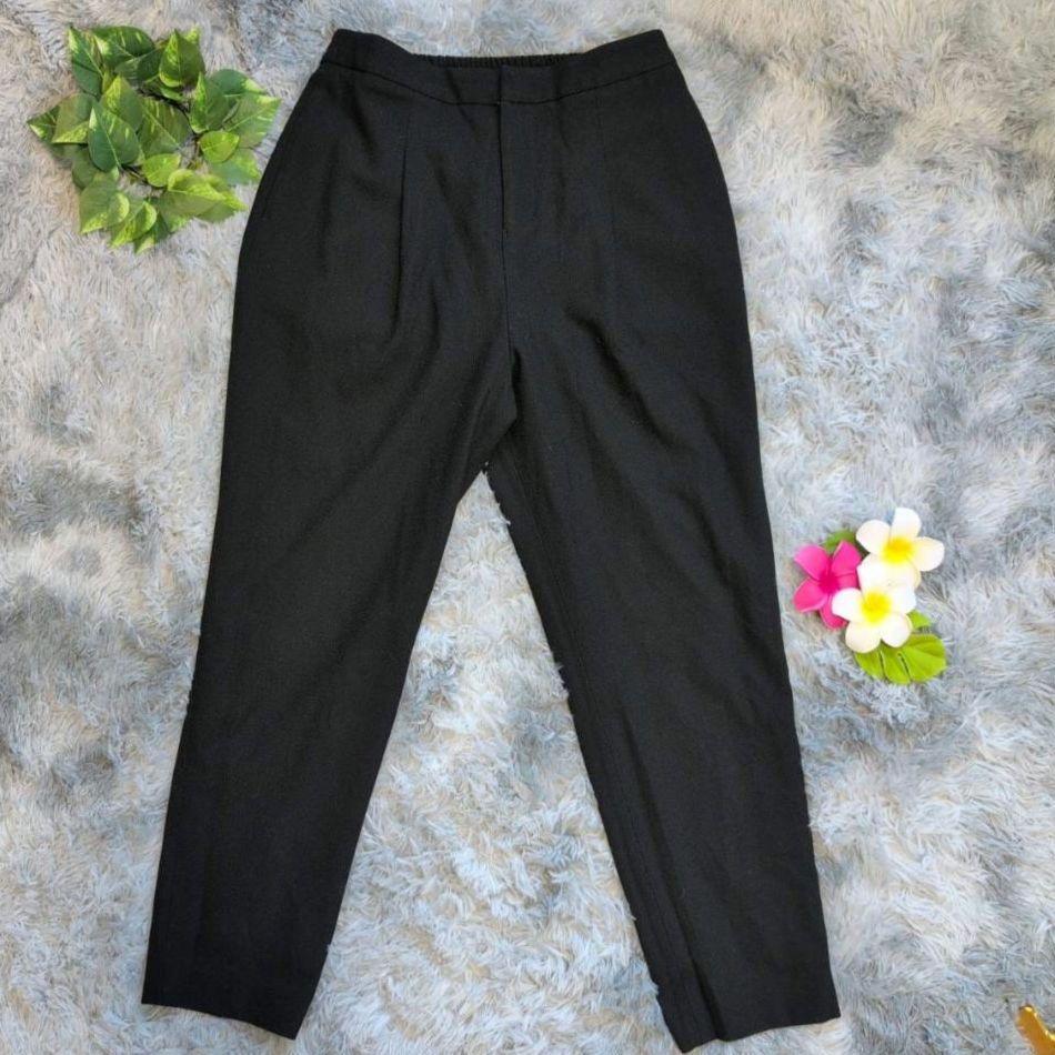 【AMACA】テーパード パンツ ウエストゴム（36）黒 シンプル レーヨン混