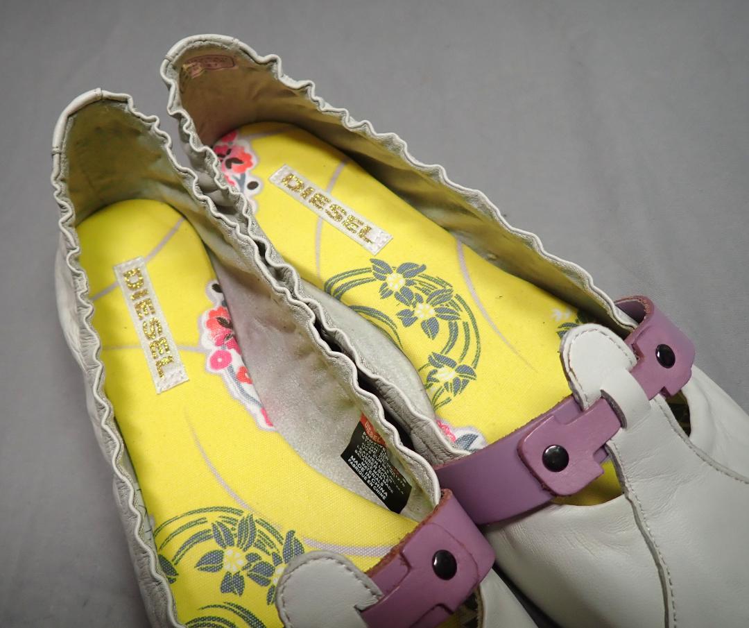 新品 ディーゼル DIESEL フラットシューズ パンプス 24.5 ホワイト