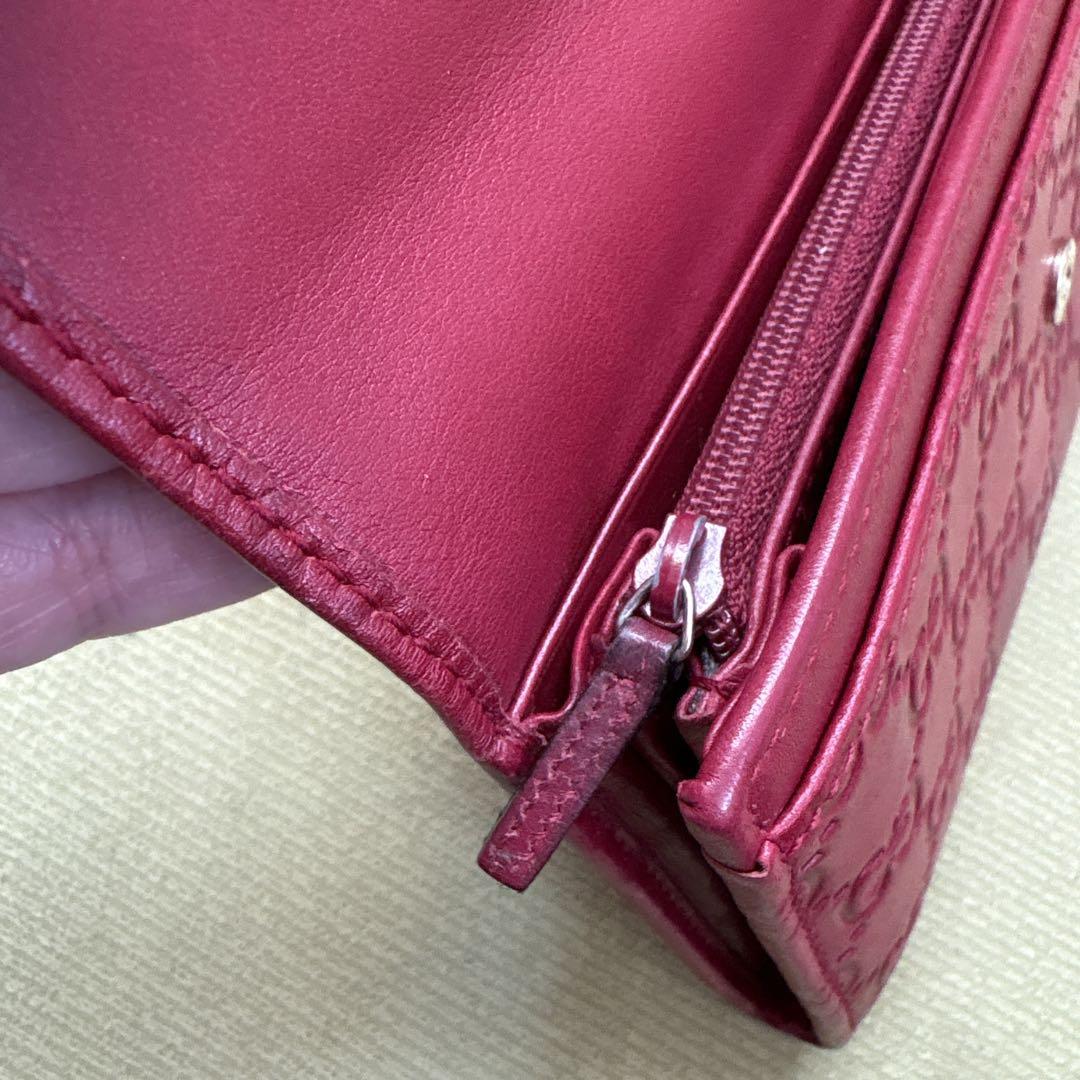 GUCCI GGパターン レッド・ピンク長財布