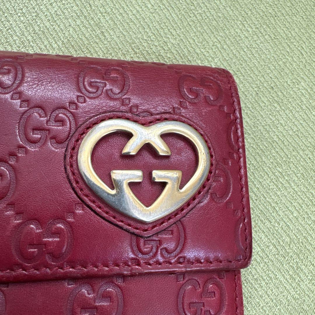 GUCCI GGパターン レッド・ピンク長財布
