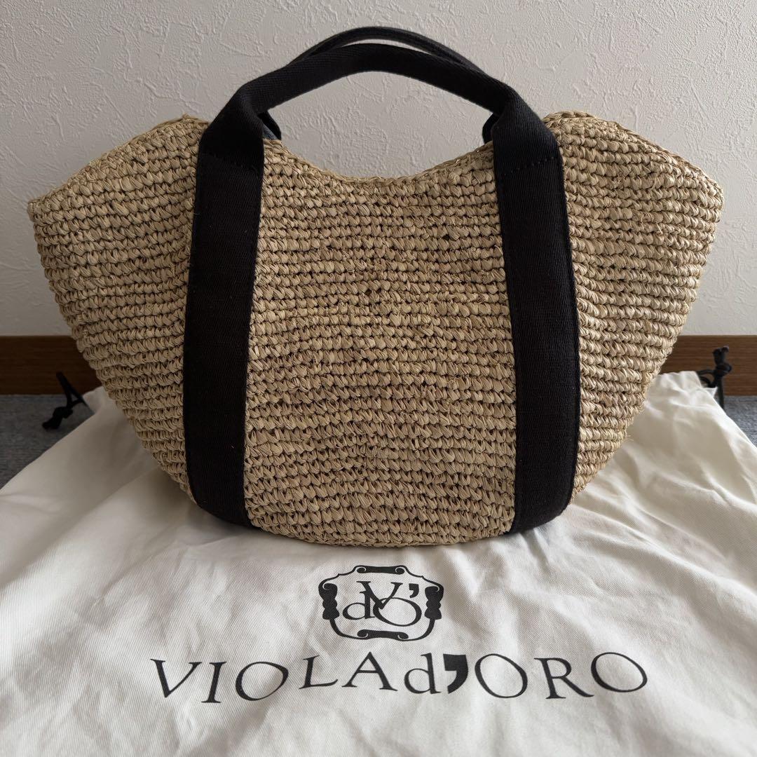 ヴィオラドーロ VIOLAd'ORO ラフィア かごバッグ ブラック