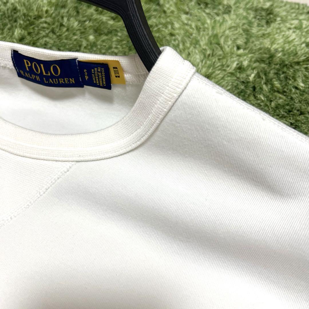 現行 POLO RALPH LAUREN【QRタグ付】ホワイト トレーナー　S
