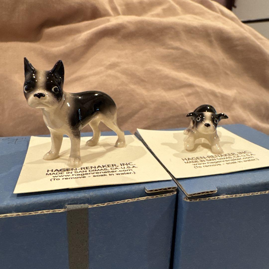 ヘイゲンリネカー 犬　ボストンテリア 陶器製 ビンテージ　2個セット