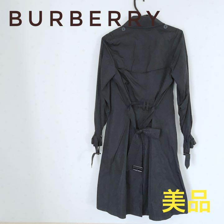 【美品】バーバリー　トレンチコート　ブラック 薄手　春コート