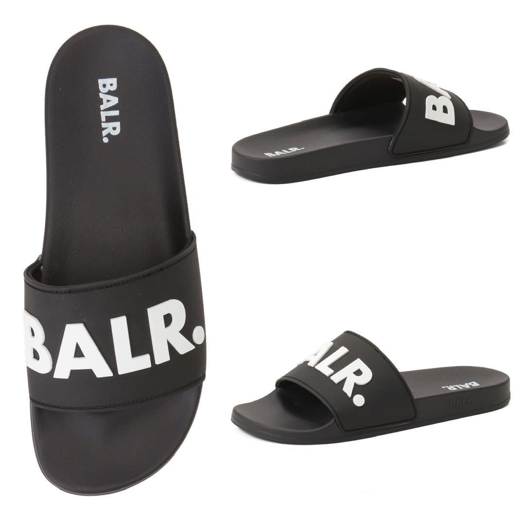 新品 定価1.6 BALR. サンダル 43 ブラック ロゴ