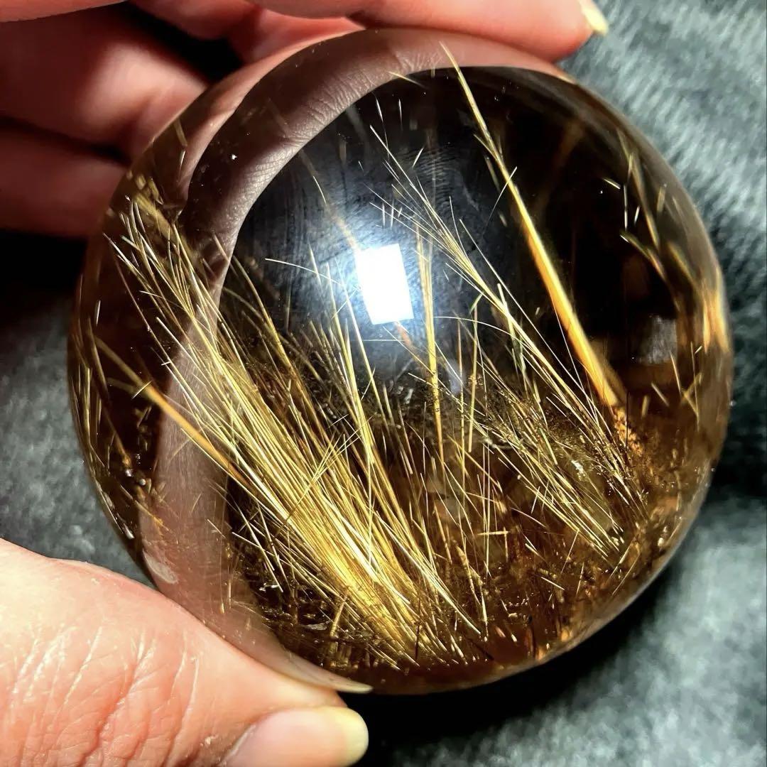 値下げ　超絶綺麗✨65mm ゴールドルチルクォーツ　丸玉　スフィア　金針水晶