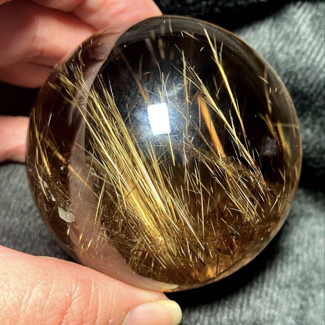 値下げ　超絶綺麗✨65mm ゴールドルチルクォーツ　丸玉　スフィア　金針水晶