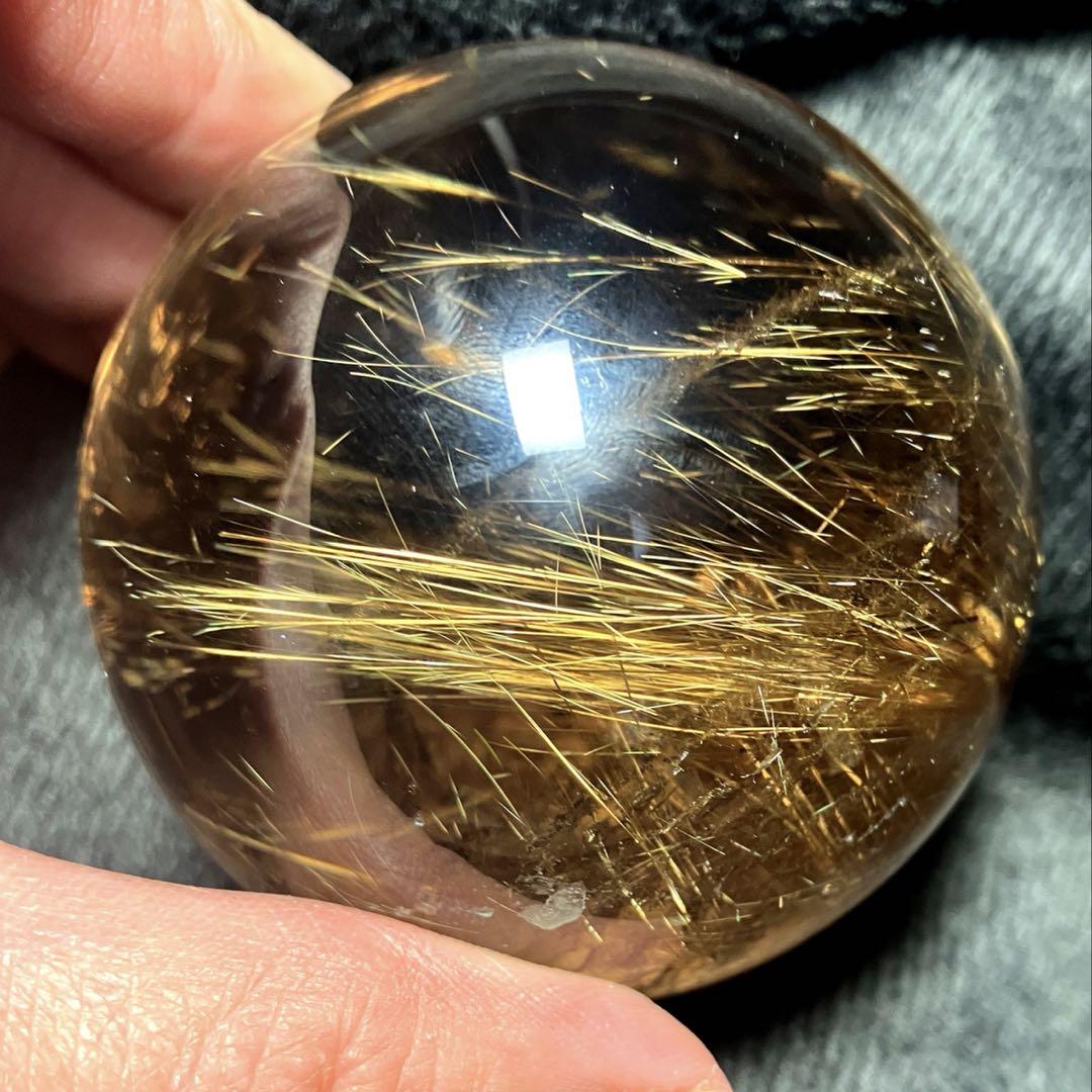 値下げ　超絶綺麗✨65mm ゴールドルチルクォーツ　丸玉　スフィア　金針水晶