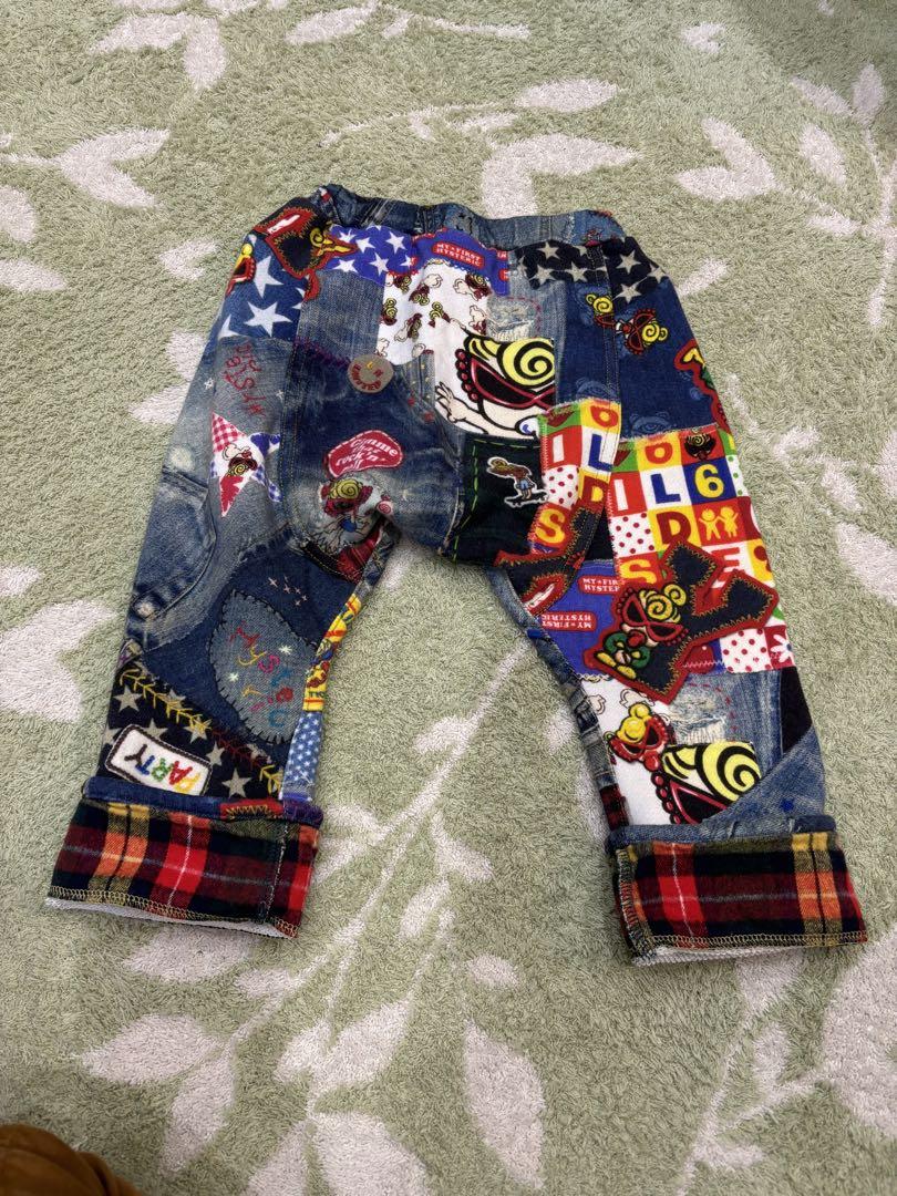 美品☆ヒステリックミニ カラフル パッチワークデニムパンツ 90