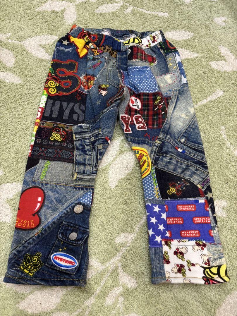 美品☆ヒステリックミニ カラフル パッチワークデニムパンツ 90