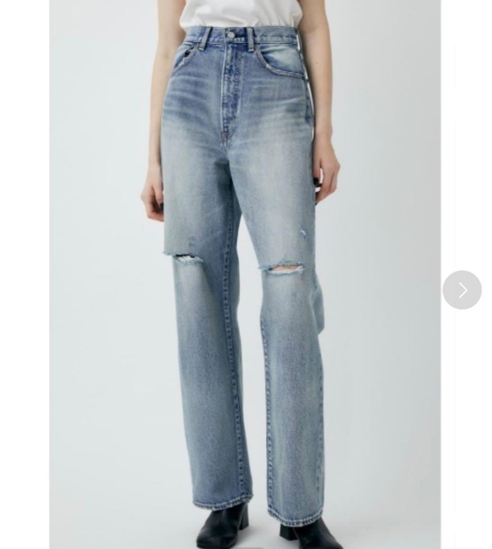 高級品市場 moussy 人気 010EAS11-5380 ハイウエスト ストレート パンツ