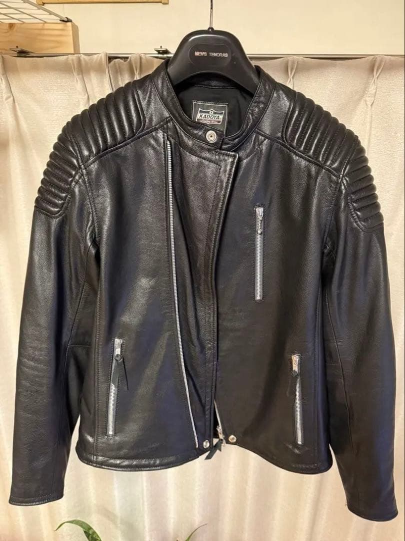 【美品】KADOYA ゴートレザーセミダブルジャケット FENNEL Lサイズ 美品】KADOYA ゴートレザーセミダブルジャケット FENNEL Lサイズ