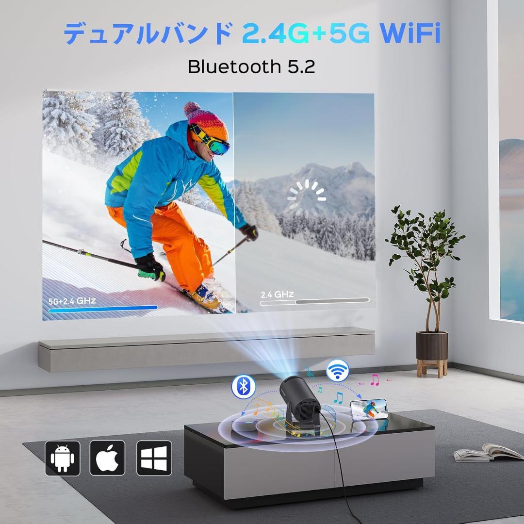 180°回転 小型プロジェクター WiFi Bluetooth Android