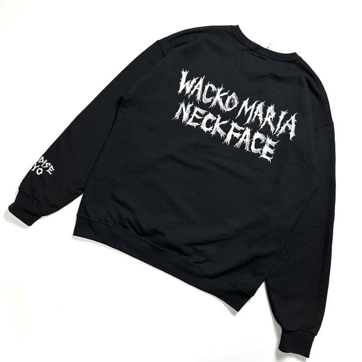 配送料込 【即完売品】ワコマリア ネックフェイス コラボ スウェット ブラック L スウェット 舐達磨が渋谷に居た❗️