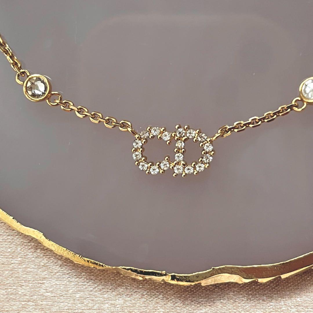 【極美品】DIOR クレールディリュヌ ネックレス パール CDロゴ ストーン