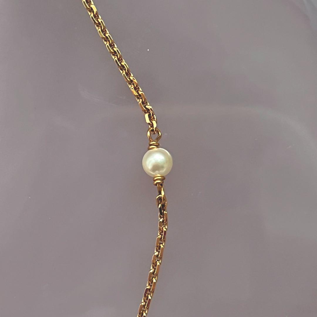 【極美品】DIOR クレールディリュヌ ネックレス パール CDロゴ ストーン