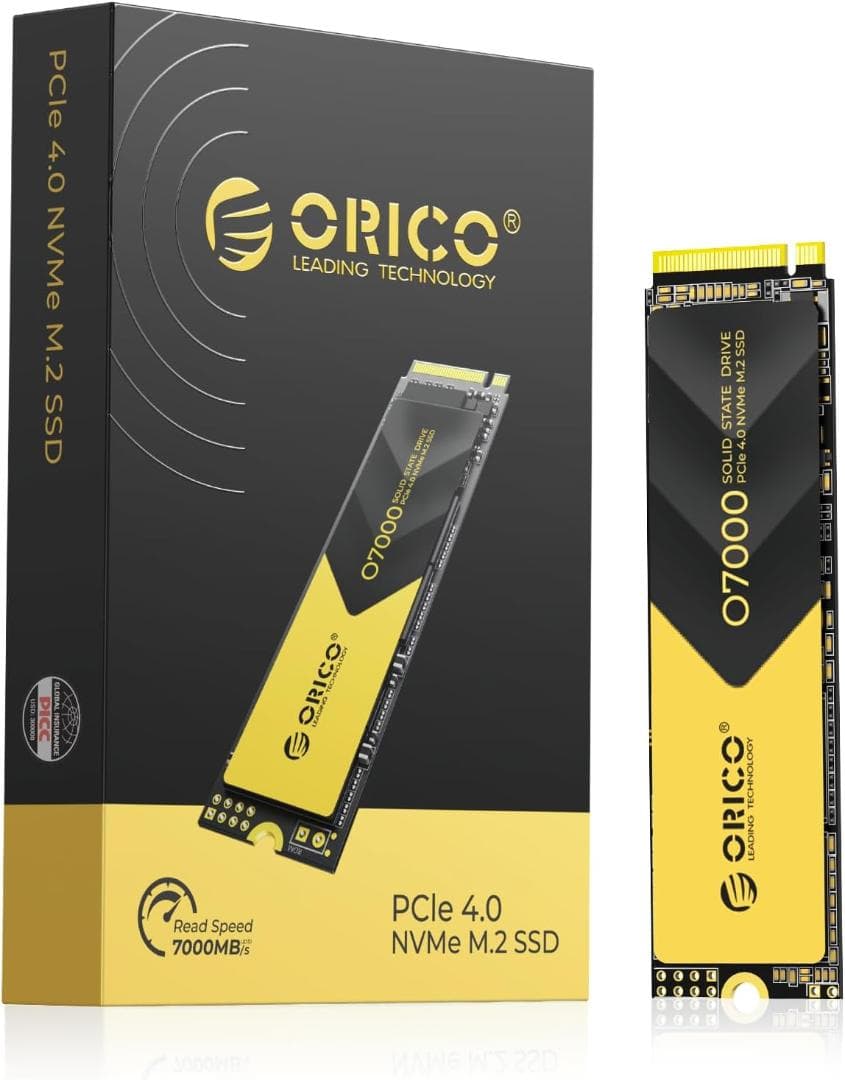 ORICO O7000 2TB NVMe SSD、ヒートシンク付き、