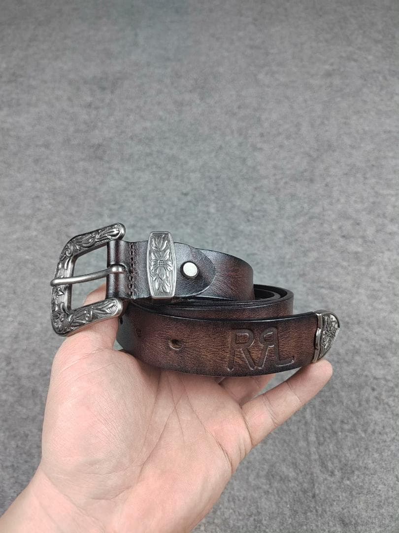 RRLスナップバックル本革ベルト110cm ブラウン