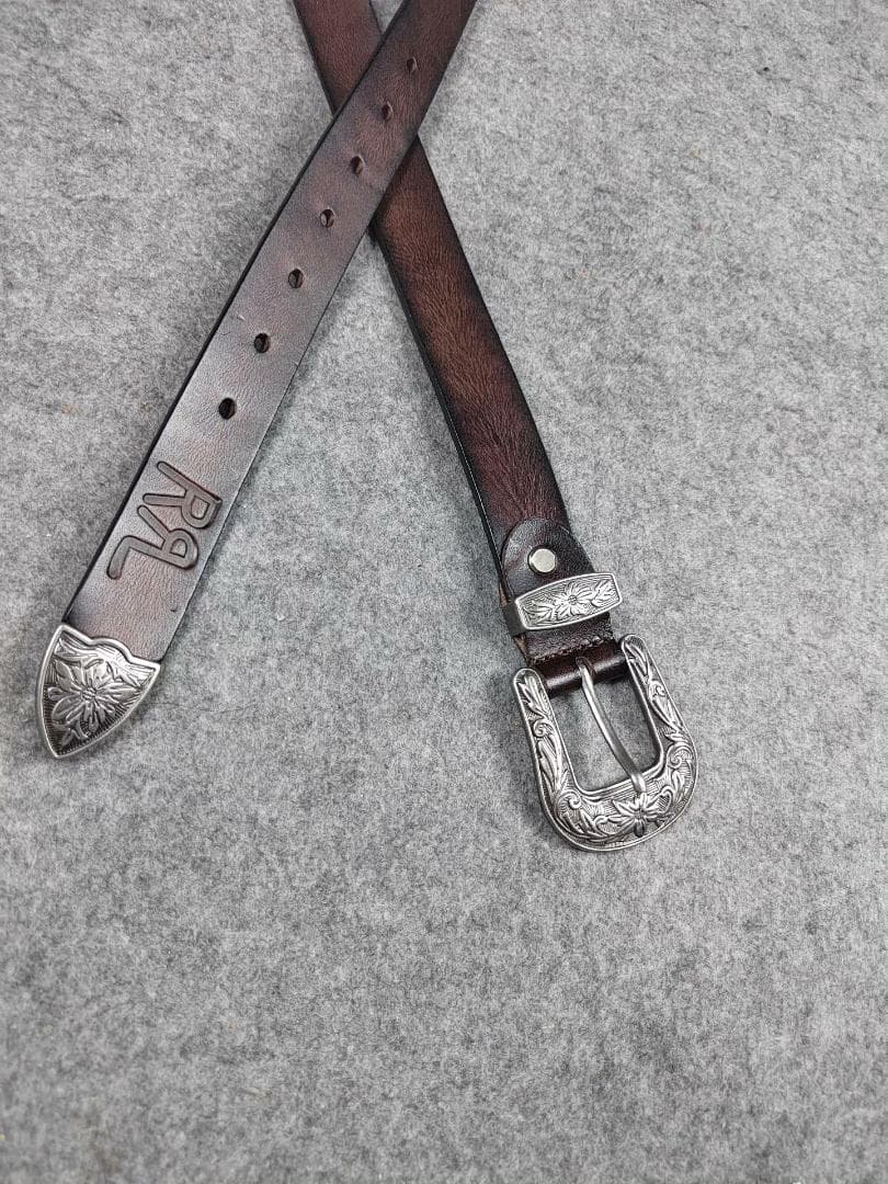 RRLスナップバックル本革ベルト110cm ブラウン