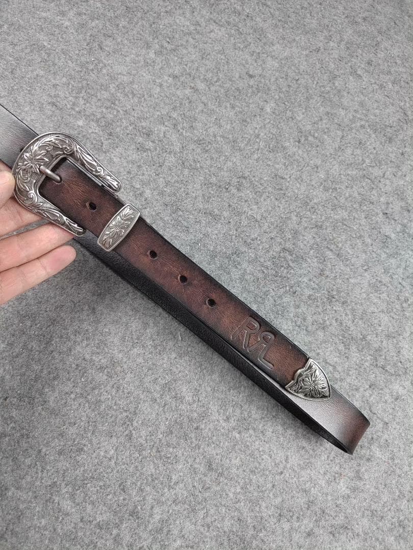 RRLスナップバックル本革ベルト110cm ブラウン