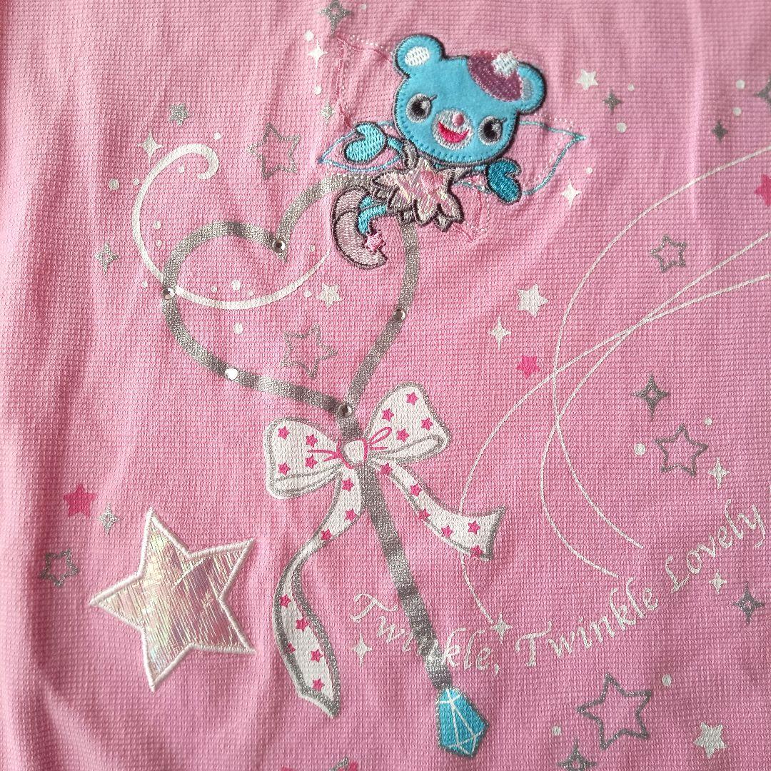 メゾピアノ　130　ワンピース　ミミポポ　レトロ　ナルミヤ　ピンク　刺繍　レース