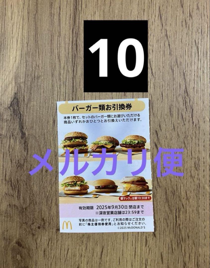 ハンバーガー10枚マクドナルド株主優待券