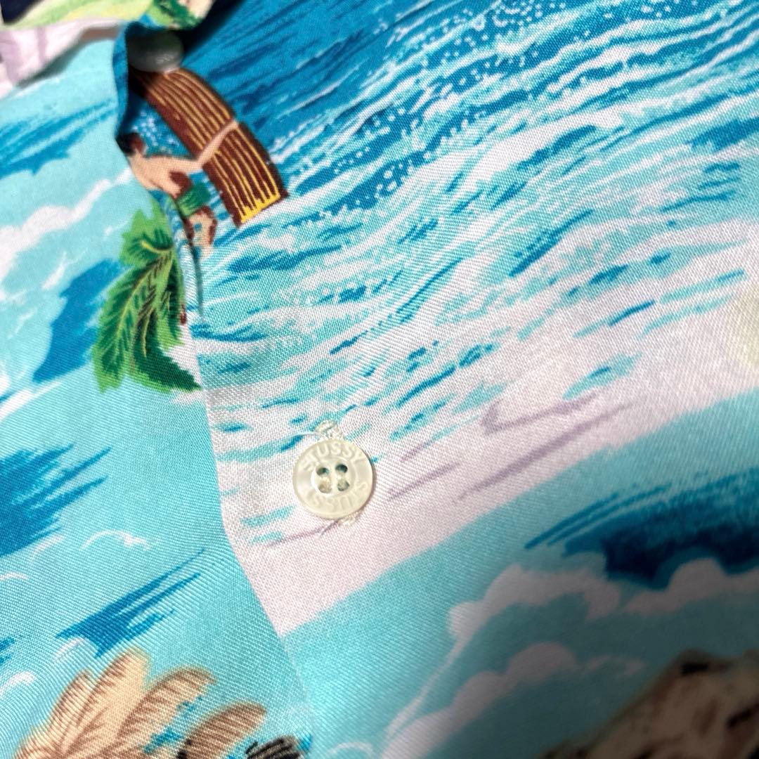 90's USA製 ステューシー レーヨン アロハシャツ オールドステューシー