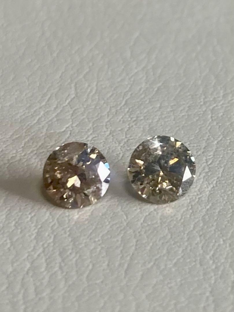 計１．６ｃｔ　ＰＴ天然ダイヤモンドピアス ブラウン系