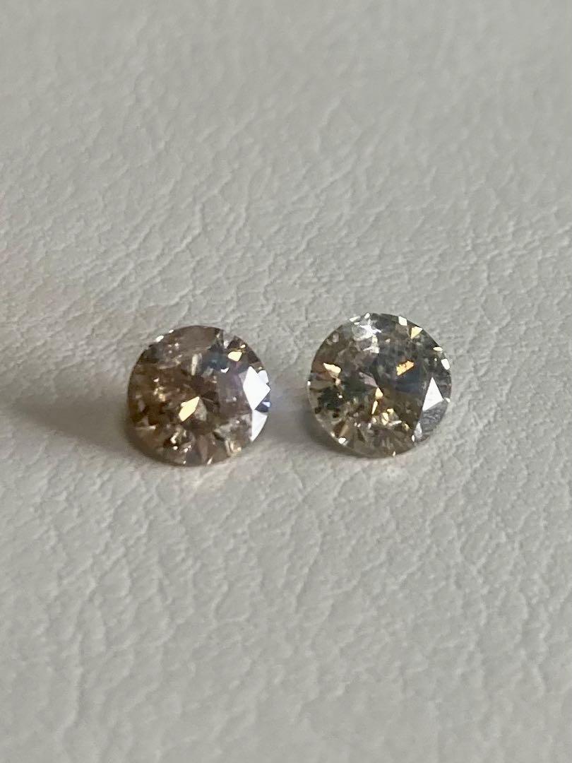 計１．６ｃｔ　ＰＴ天然ダイヤモンドピアス ブラウン系