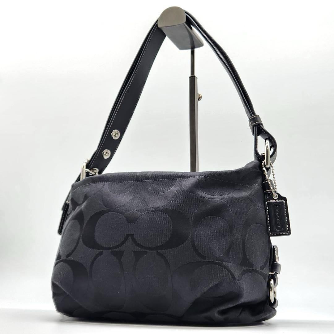 極美品 COACH シグネチャー ショルダーバッグ ブラック e227