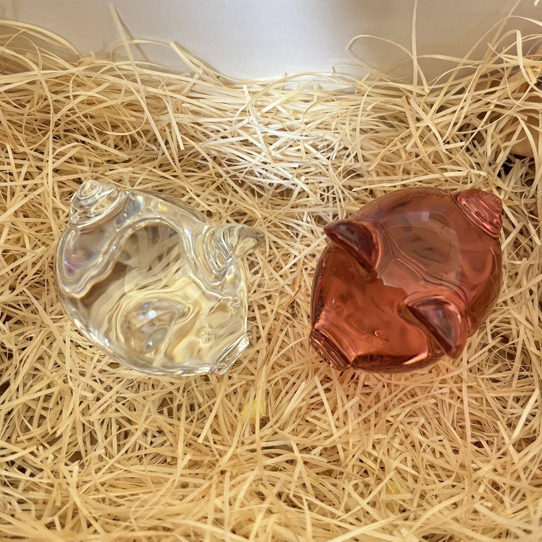 baccara バカラ クリスタル 紅白 ブタ セット ガラス 置物