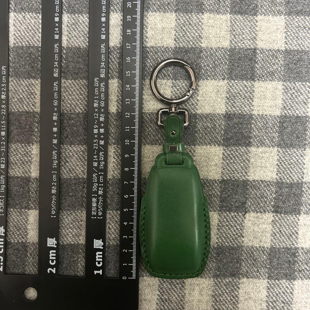 緑色レザー 車の鍵カバー