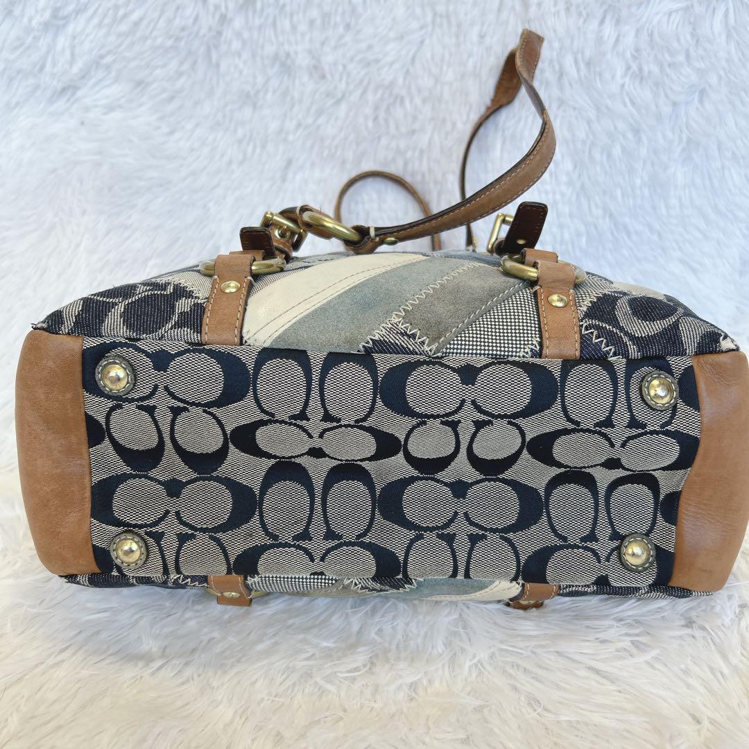 美品coach デニム ハンドバッグ y2k 大人気】COACH コーチ パッチワーク トートバッグ デニム 希少