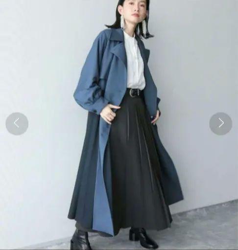 【極美品】HARE　ハレ　バイカラー　プリーツコート　マキシ丈　フレア　ベルト付