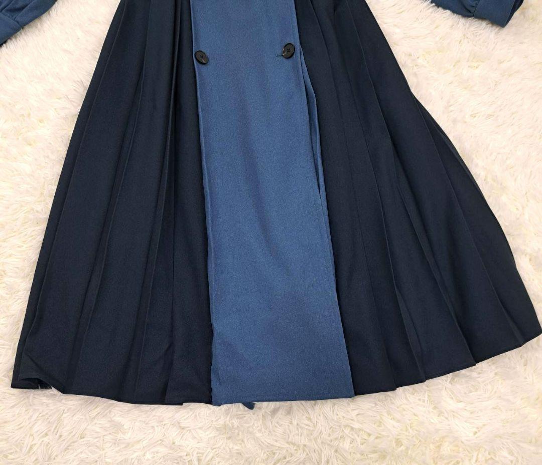 【極美品】HARE　ハレ　バイカラー　プリーツコート　マキシ丈　フレア　ベルト付