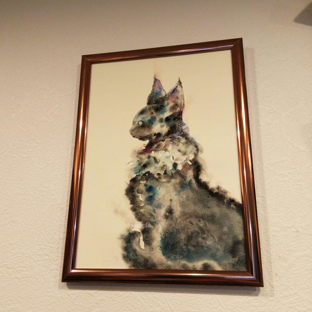原画 猫 黒猫 ダークファンタジー ホラー アート 絵画 画家 ハンドメイド