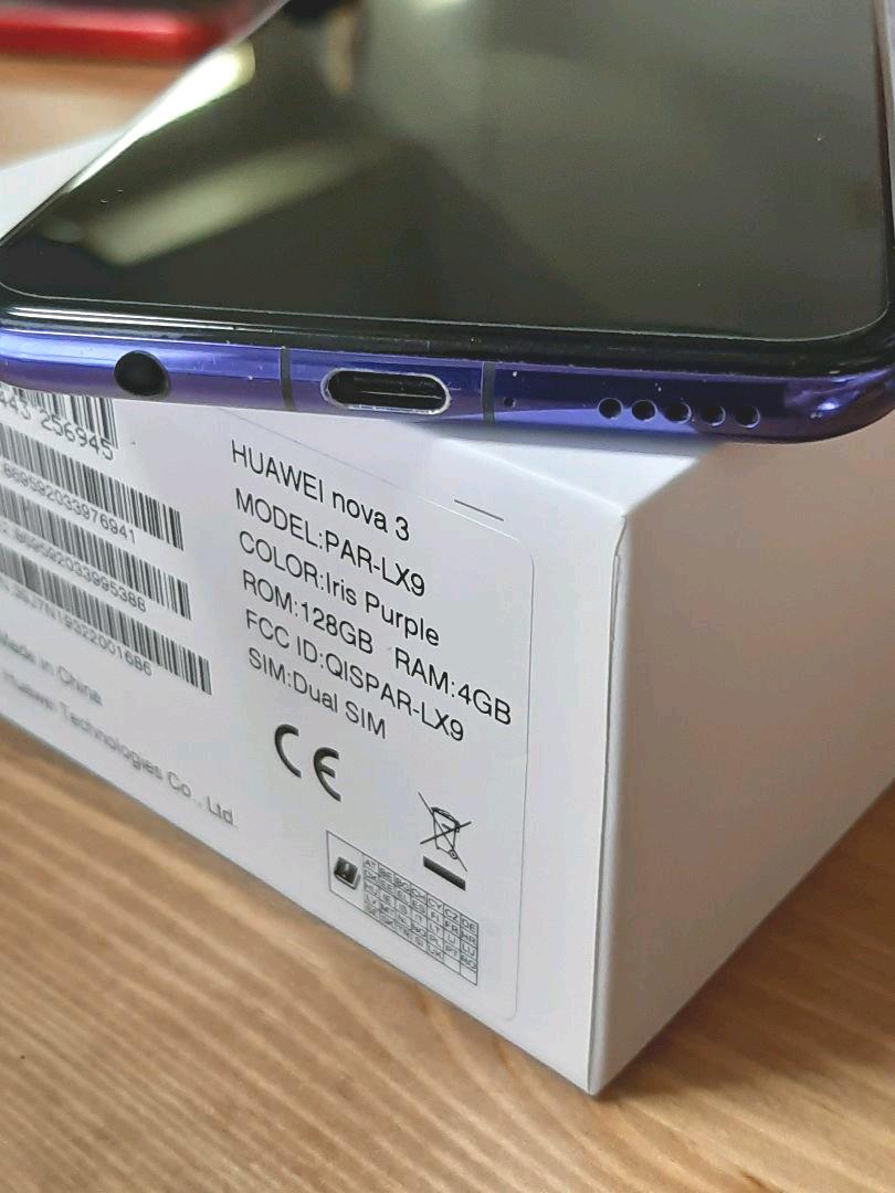 ANDROID - 【美品】HUAWEI nova 3 アイリスパープル 128 GB SIMフリー HUAWEI nova 3 アイリスパープル 128 GB SIMフリー