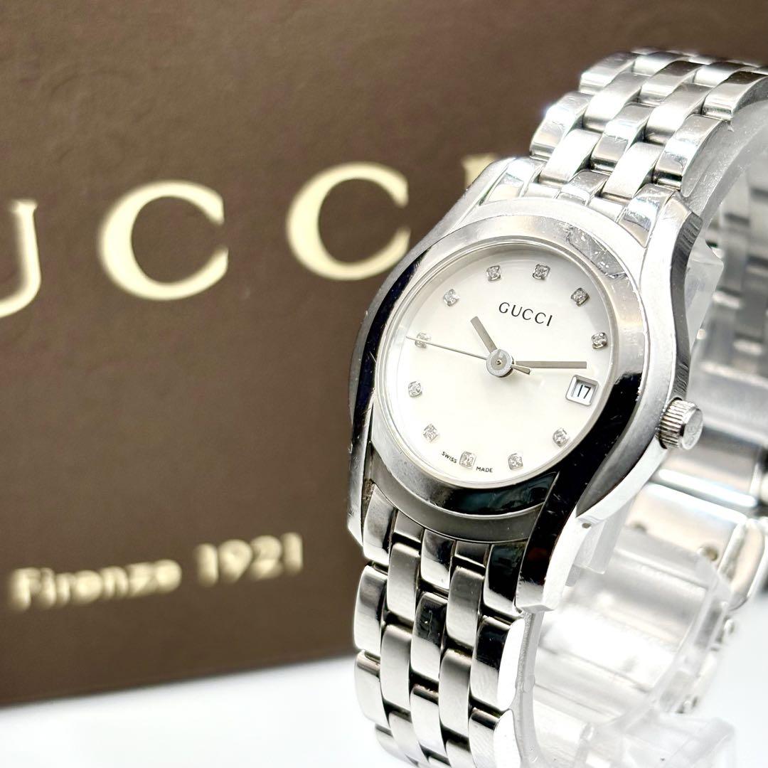 稼働 GUCCI 腕時計 6400L ホワイトシェル文字盤 ヴィンテージウォッチ 稼働 GUCCI 腕時計 6400L ホワイトシェル文字盤 ヴィンテージ