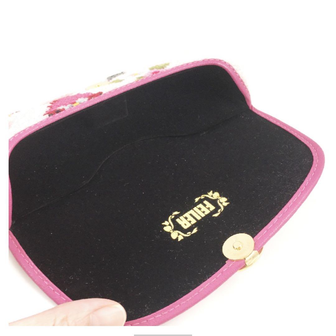 新品【FEILER】フェイラー　メガネケース　フレグランスローズ　ペールピンク花