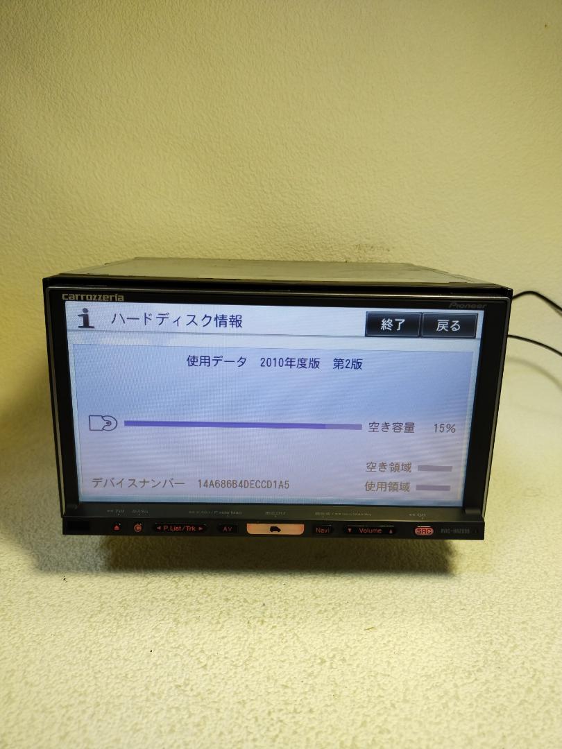 CARROZZERIA AVIC-HRZ099 楽ナビ地図版2010