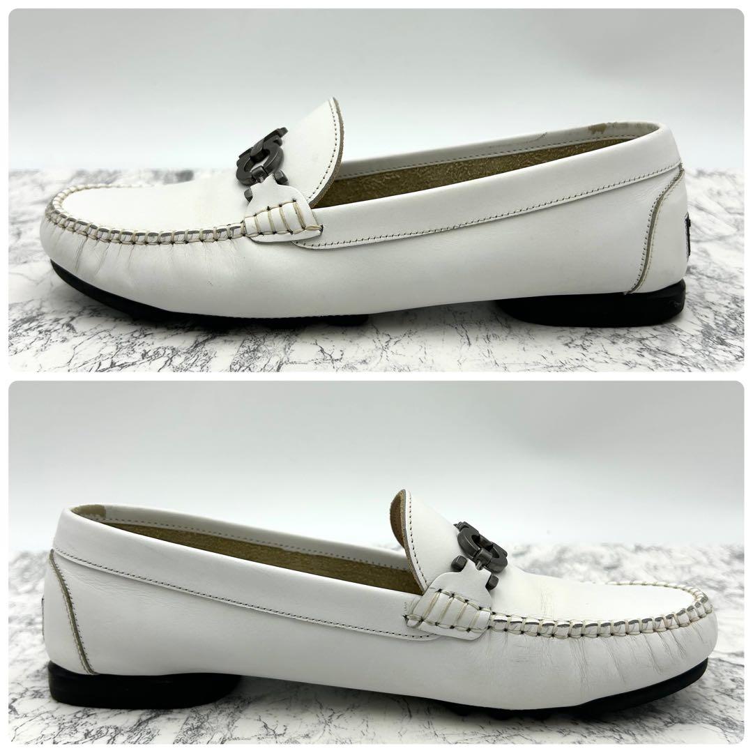 極美品✨ フェラガモ ガンチーニ ローファー ホワイト　白　レザー