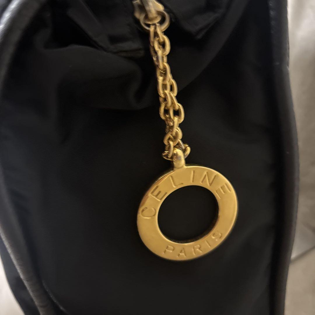 【極稀少】セリーヌ トートバッグ サークル金具 チャーム付 ナイロン レザー 黒 CELINE(セリーヌ) / トートバッグ/レザー/BLK | 中古品の販売