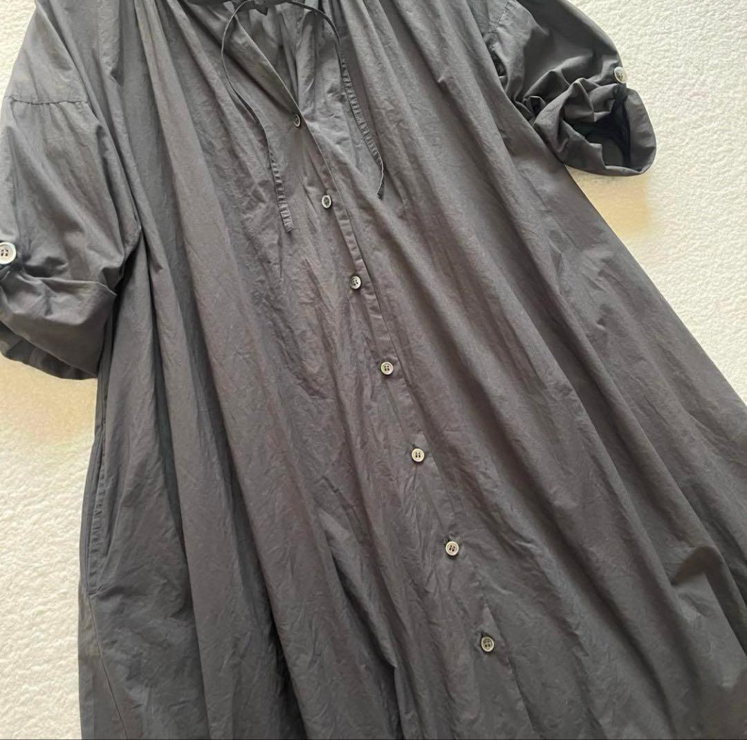 ビアズリー BEARDSLEY リボン ギャザー ワンピース 袖ロールアップ