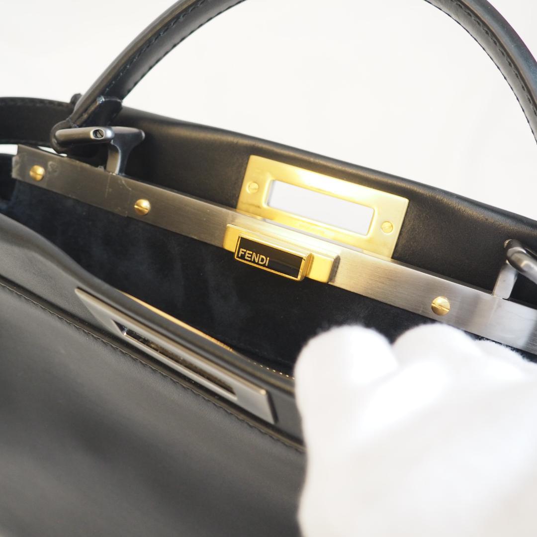極美品 FENDI フェンディ ピーカブー レザー ブラック ハンドバッグ