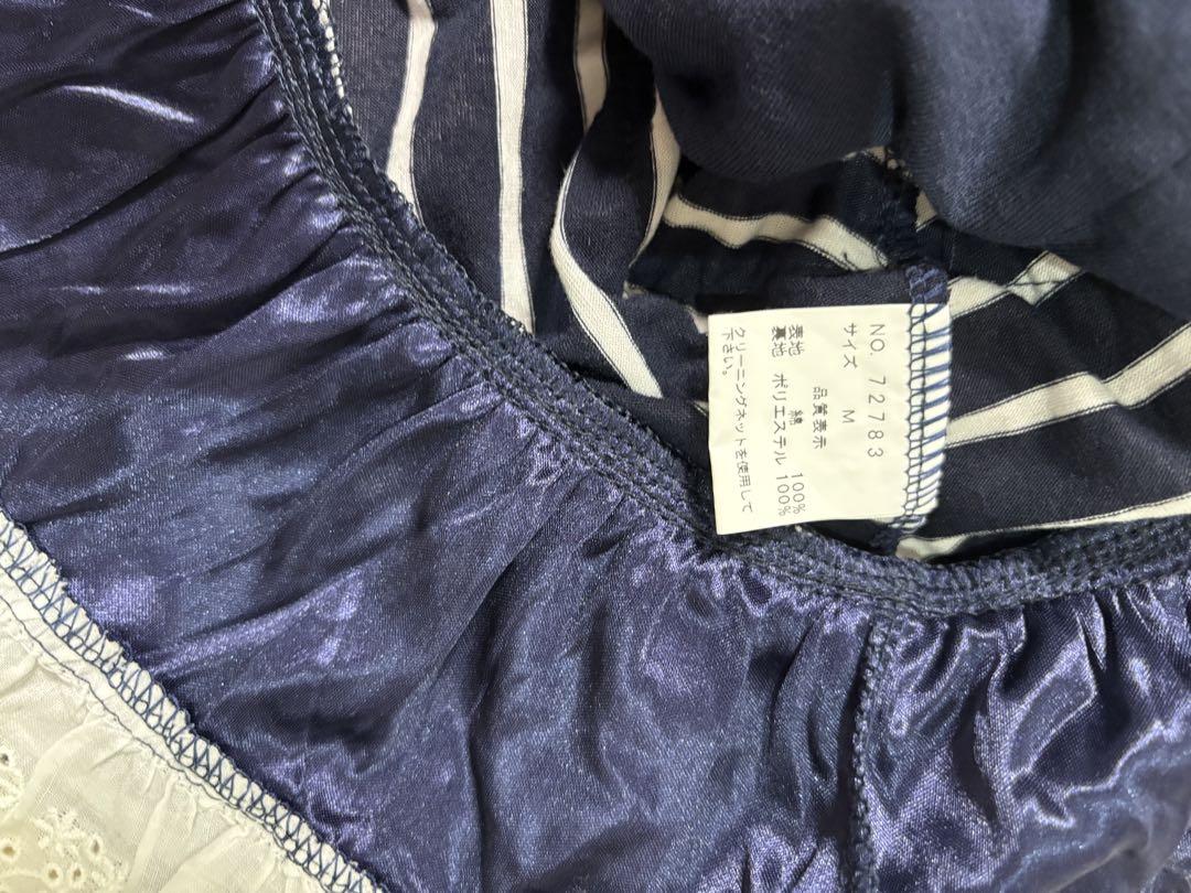 CECIL McBEE スカート風キュロットワンピース ネイビーボーダー