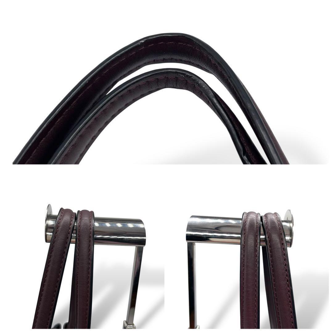 美品 COACH コーチ★ターンロック シボ革 チェーン トートバッグ 茶 美品 COACH コーチ★ターンロック シボ革 チェーン トートバッグ 茶