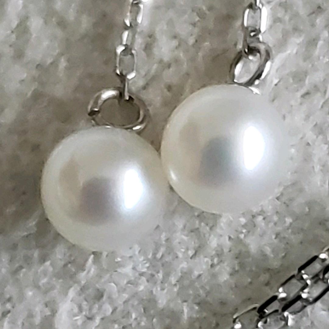 パールピアス♡美品 アメリカンピアス チェーン アガット Jez2E-m56521760986 エテ K10 パール 大得価新品