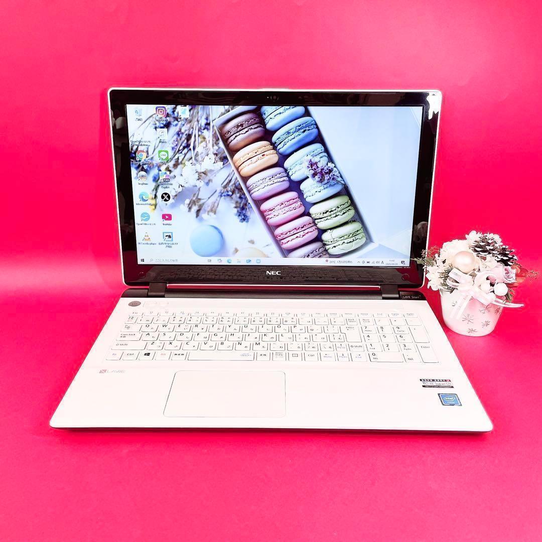 タイピング練習に❣️すぐ使える可愛い白カメラ付き薄型ノートパソコン大容量750GB タイピング練習に❣️薄型ノートパソコン✨️おしゃれ白✨️大