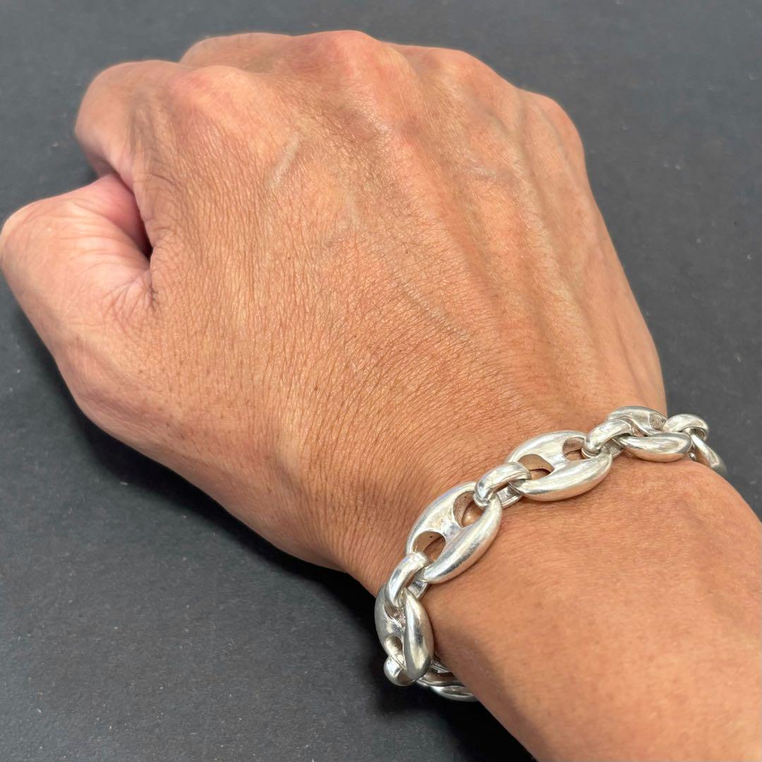 ヴィンテージ シルバー チェーンブレスレット 925 刻印あり アンカーチェーン
