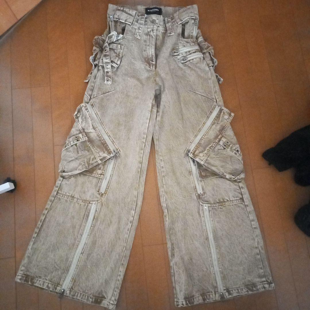 パンツ no faith studios beige used heavy cargo